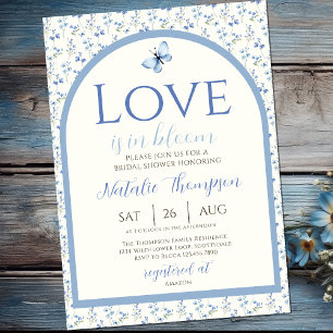 Invitation Dusty Blue Love Est En Fête des mariées Florale Fl