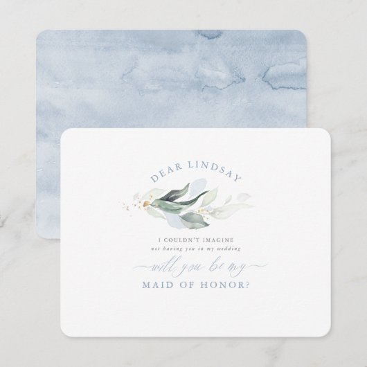 Invitation Dusty Blue Maid of Honor Bridesmaid Proposition (Devant / Derrière)