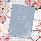 Invitation Dusty Blue main tiré Couple Rustic Mariage