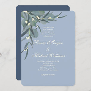 Invitation Dusty Blue   Mariage botanique d'Eucalyptus