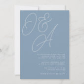 Invitation Dusty Blue | Mariage de monogramme de filigrane de (Devant)