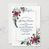 Invitation Dusty Blue | Mariage d'hiver en flamme rouge de Bo (Devant)