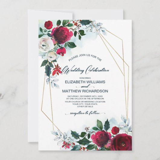 Invitation Dusty Blue | Mariage d'hiver en flamme rouge de Bo (Devant)