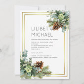 Invitation Dusty Blue Mariage Eucalyptus Budget vert (Devant)