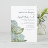 Invitation Dusty Blue Mariage Moderne Hydrangea Simple (Debout devant)