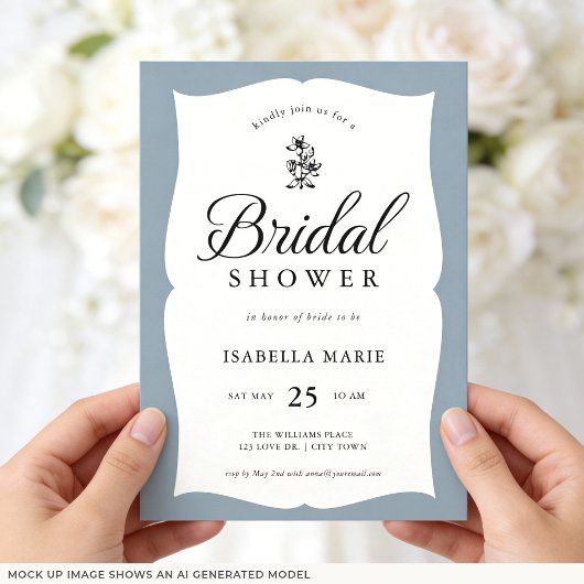 Invitation Dusty Blue Mariage Royal Classique