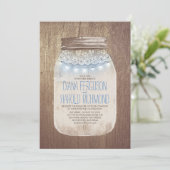 Invitation Dusty Blue Mason Jar Mariage campagnard rustique (Debout devant)