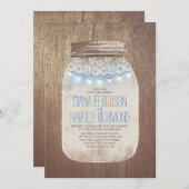 Invitation Dusty Blue Mason Jar Mariage campagnard rustique (Devant / Derrière)