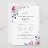 Invitation Dusty Blue Mauve Floral (Devant)