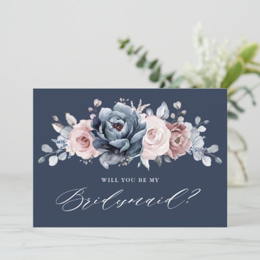 Invitation Dusty Blue Mauve Rose Ardoise Époux Proposition I (Debout devant)