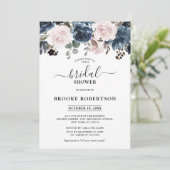 Invitation Dusty Blue Mauve Rose ardoise Fête des mariées flo (Debout devant)