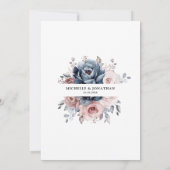 Invitation Dusty Blue Mauve Rose rose ardoise Florale Mariage (Dos)