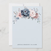 Invitation Dusty Blue Mauve Rose rose ardoise Mariage floral (Dos)