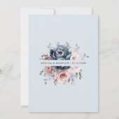 Invitation Dusty Blue Mauve Rose rose ardoise Mariage floral (Dos)