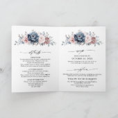 Invitation Dusty Blue Mauve Rose rose ardoise Mariage floral (Intérieur)