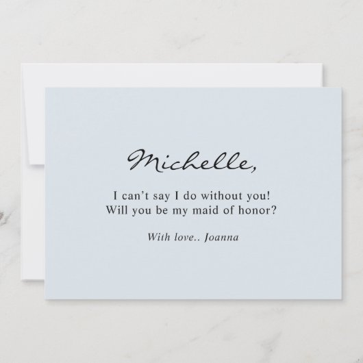 Invitation Dusty Blue Mauve Rose Serez-vous ma servante d'hon (Dos)