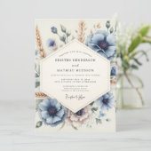Invitation Dusty Blue Meadow Bloom Wedding (Debout devant)