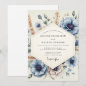 Invitation Dusty Blue Meadow Bloom Wedding (Devant / Derrière)