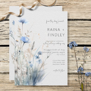 Invitation Dusty Blue Meadow Fleur sauvage moderne