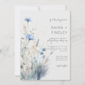 Invitation Dusty Blue Meadow Fleur sauvage moderne (Devant)