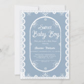 Invitation Dusty Blue Mexicaine baby shower papy picado (Devant)