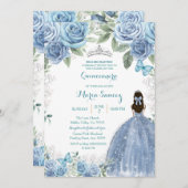 Invitation Dusty Blue Mexicaine fille Charra Mis Quince (Devant / Derrière)