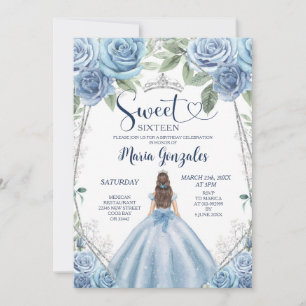Invitation Dusty Blue Mexicaine fille princesse Sweet sixteen