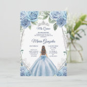 Invitation Dusty Blue Mexicaine Princesse Quinceanera (Debout devant)