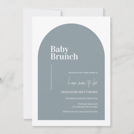 Invitation Dusty Blue Minimal Arch Baby shower de Brunch bébé (Devant)