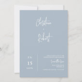 Invitation Dusty Blue Minimal Boho Mariage photo QR Code RSVP (Devant)