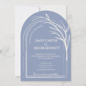 Invitation Dusty Blue Minimalist Arch Botanical Wedding (Devant)