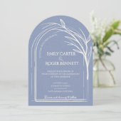 Invitation Dusty Blue Minimalist Arch Botanical Wedding (Debout devant)