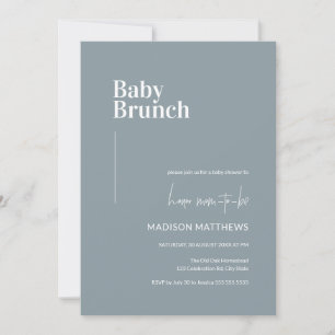 Invitation Dusty Blue Minimalist Baby shower de Brunch pour b