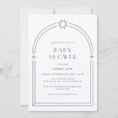Invitation Dusty Blue Minimalist Boho Arch Baby shower (Devant)