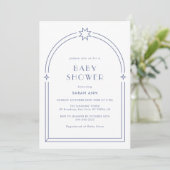 Invitation Dusty Blue Minimalist Boho Arch Baby shower (Debout devant)