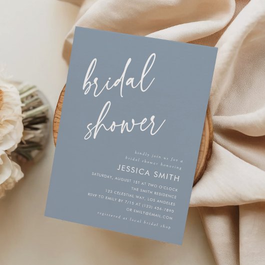 Invitation Dusty Blue Minimalist Bridal Shower