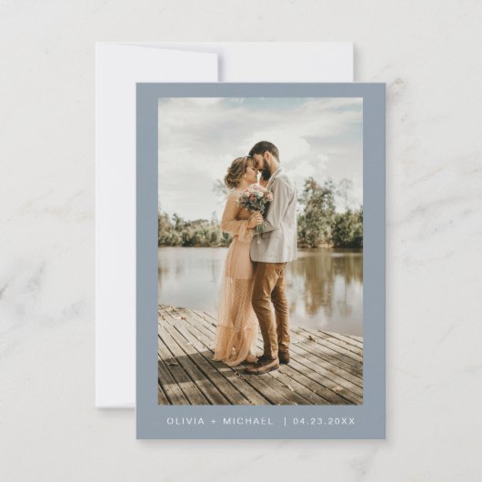 Invitation Dusty Blue Minimalist Élégant Mariage photo (Devant)