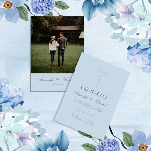 Invitation Dusty Blue Minimalist Élégant Mariage photo