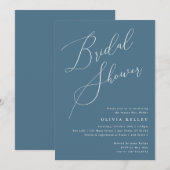 Invitation Dusty Blue Minimalist Élégante Fête des mariées (Devant / Derrière)