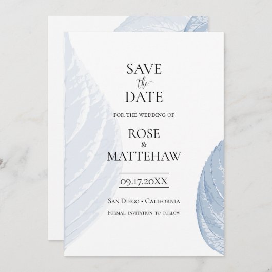 Invitation Dusty blue Minimalist Enregistrer l'invitation de  (Devant / Derrière)