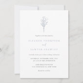 Invitation Dusty Blue Minimalist Floral Bouquet Mariage (Devant)