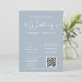 Invitation Dusty Blue Minimalist Mariage Arch QR Code Photo (Debout devant)