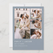 Invitation Dusty Blue Minimalist Photo Cinq Mariage photo (Devant)