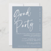 Invitation Dusty Blue Minimalist Script Graduation Party (Devant)