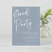 Invitation Dusty Blue Minimalist Script Graduation Party (Debout devant)