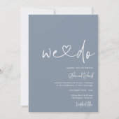 Invitation Dusty Blue Minimalist Script Mariage moderne (Devant)