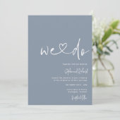 Invitation Dusty Blue Minimalist Script Mariage moderne (Debout devant)