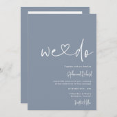 Invitation Dusty Blue Minimalist Script Mariage moderne (Devant / Derrière)