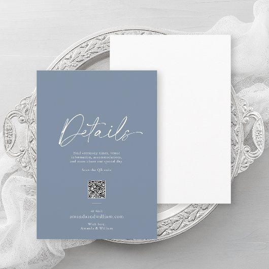 Invitation Dusty Blue Minimalist Wedding Details Card