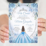 Invitation Dusty Blue Mis Quince Silver Floral Quinceañera<br><div class="desc">Dusty Blue & Silver Floral Quinceañera Invitation Mis Quince Anos,  15e anniversaire, </div>